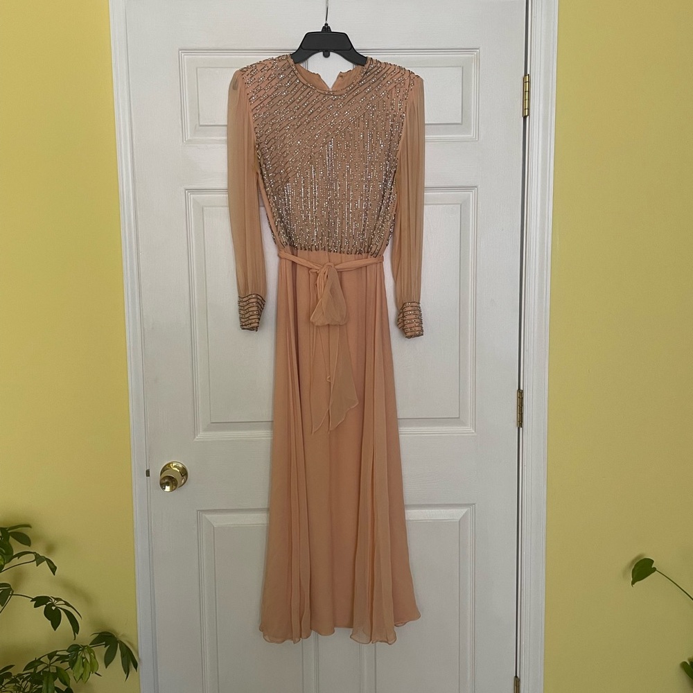 Vintage beaded pink dress